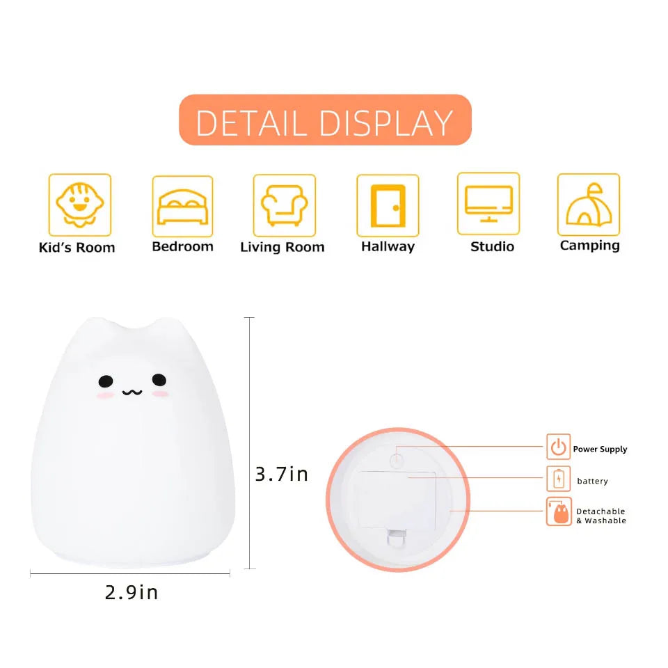 Mini Kawaii Baby Night - Lamp 7 Color-changing - Eye Protection - Bedroom Bedside Nightlight