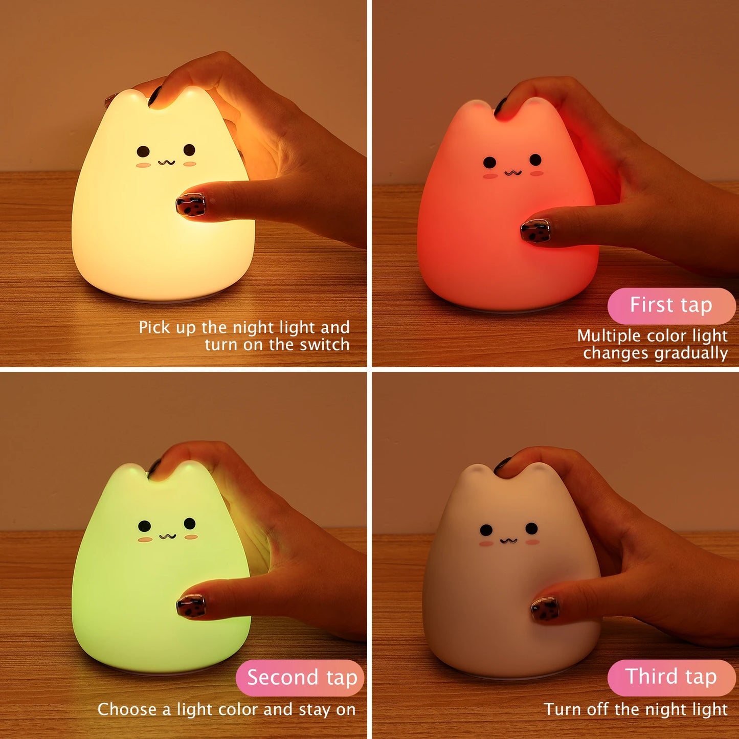 Mini Kawaii Baby Night - Lamp 7 Color-changing - Eye Protection - Bedroom Bedside Nightlight