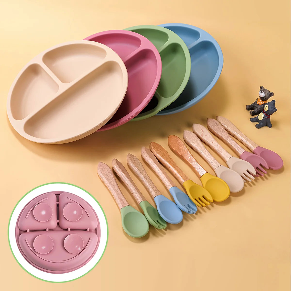 3PCS Silicone Baby Feeding Set - BPA Free