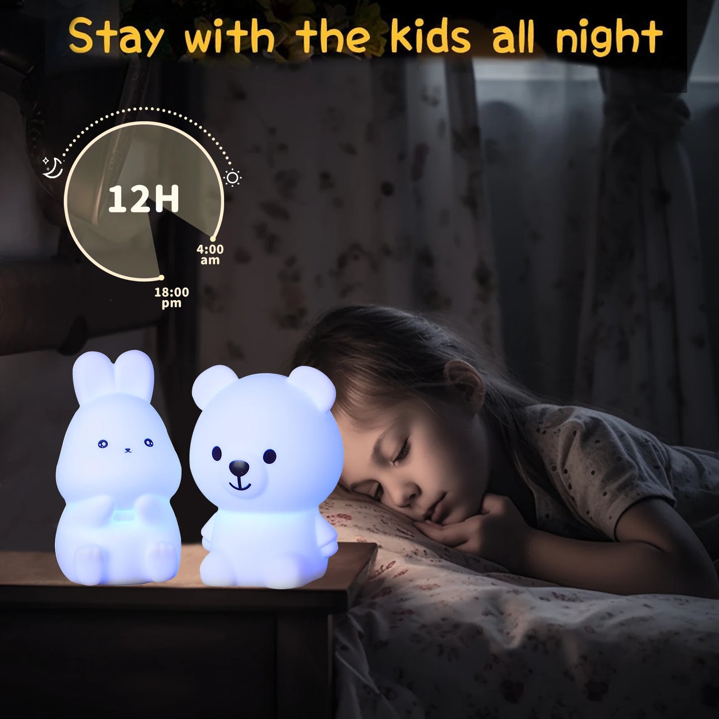 Mini Kawaii Baby Night - Lamp 7 Color-changing - Eye Protection - Bedroom Bedside Nightlight