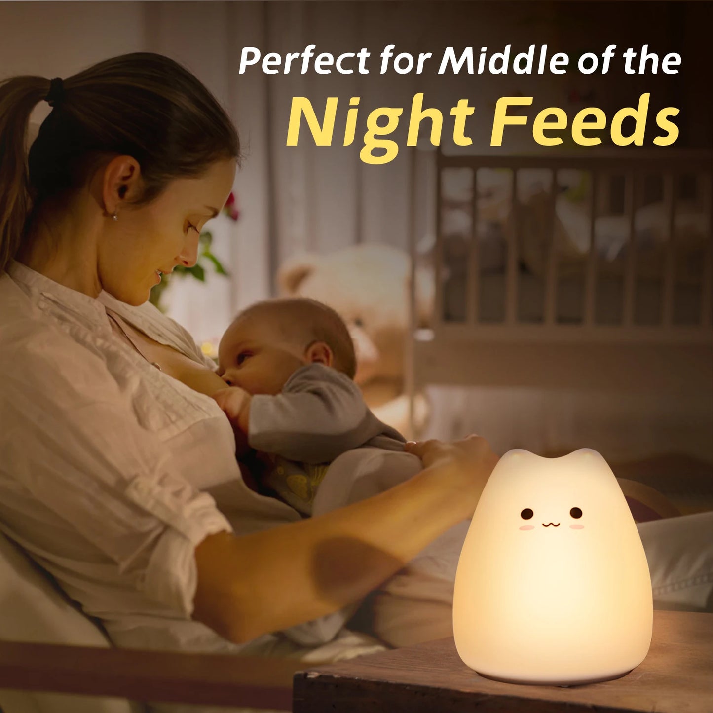 Mini Kawaii Baby Night - Lamp 7 Color-changing - Eye Protection - Bedroom Bedside Nightlight