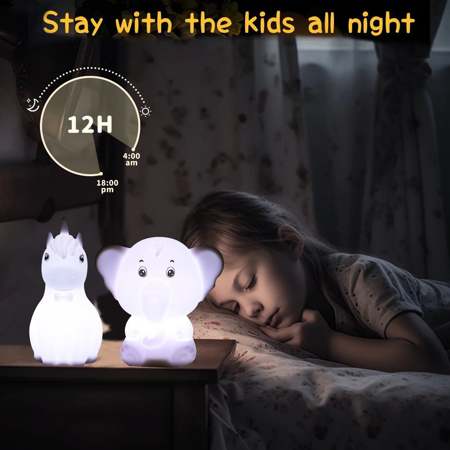 Mini Kawaii Baby Night - Lamp 7 Color-changing - Eye Protection - Bedroom Bedside Nightlight