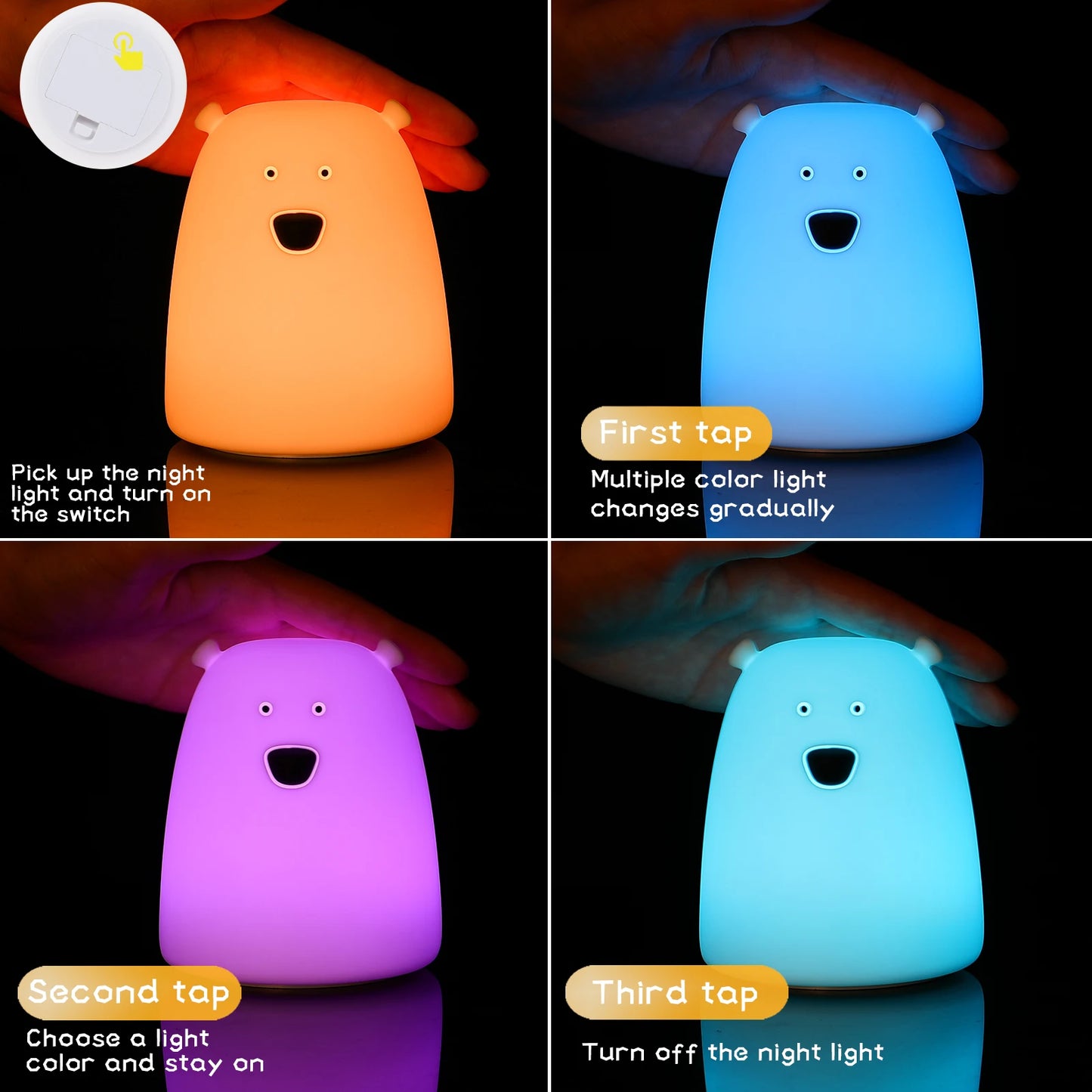 Mini Kawaii Baby Night - Lamp 7 Color-changing - Eye Protection - Bedroom Bedside Nightlight