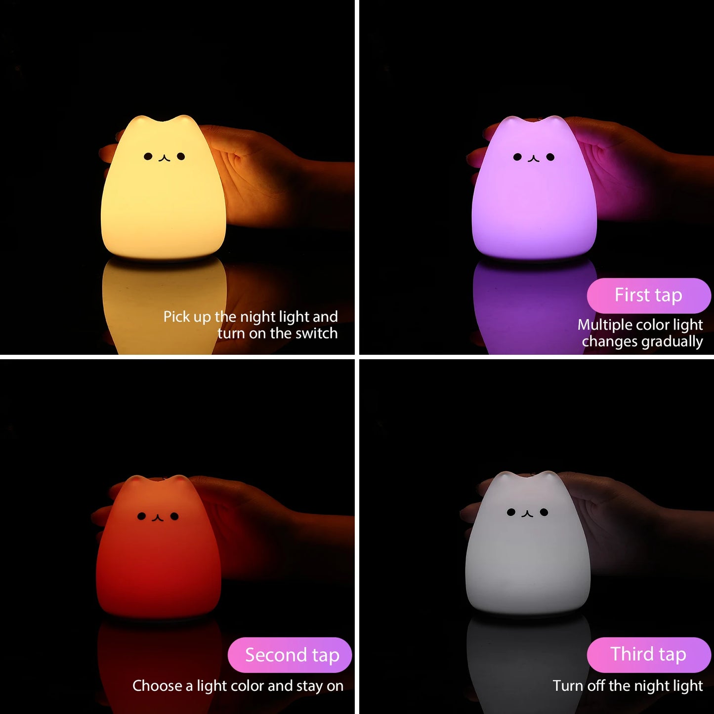 Mini Kawaii Baby Night - Lamp 7 Color-changing - Eye Protection - Bedroom Bedside Nightlight