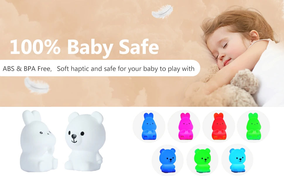 Mini Kawaii Baby Night - Lamp 7 Color-changing - Eye Protection - Bedroom Bedside Nightlight