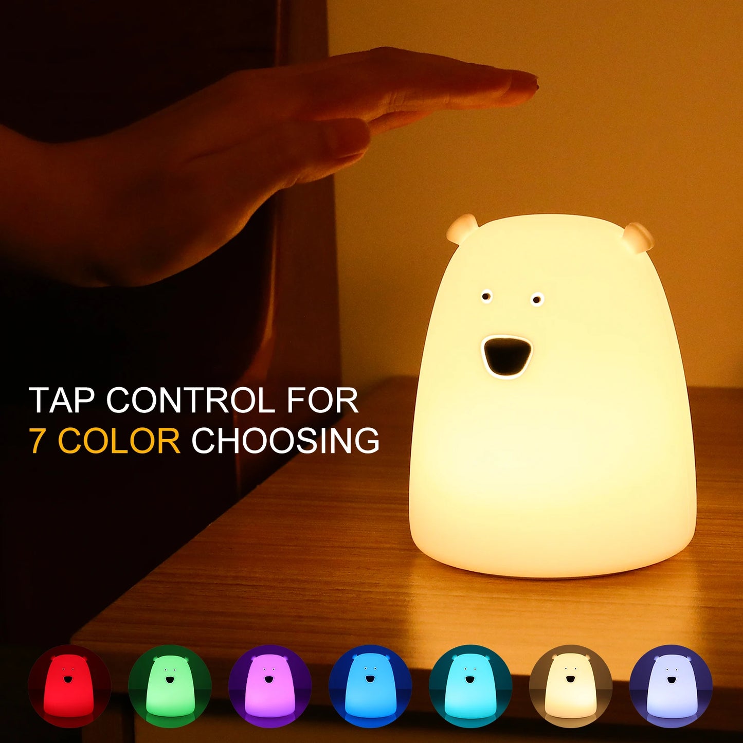 Mini Kawaii Baby Night - Lamp 7 Color-changing - Eye Protection - Bedroom Bedside Nightlight