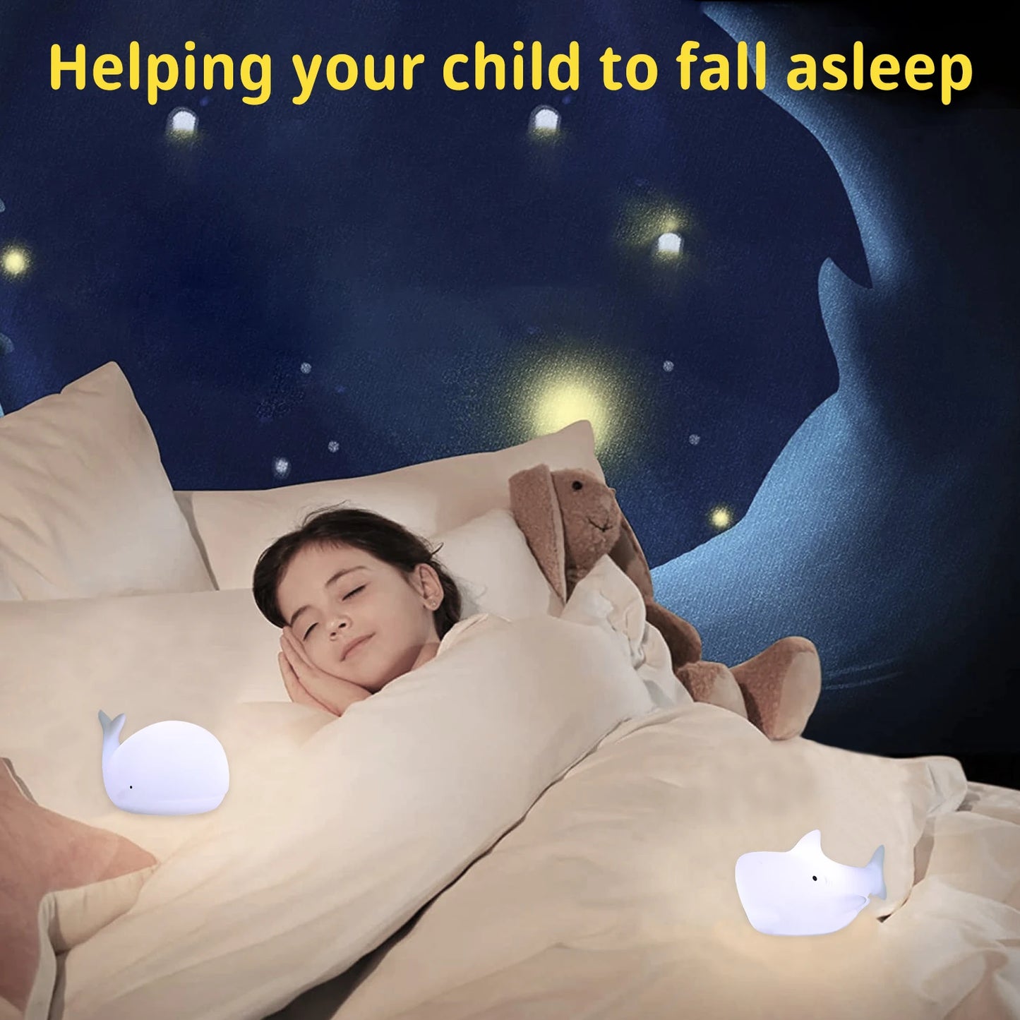 Mini Kawaii Baby Night - Lamp 7 Color-changing - Eye Protection - Bedroom Bedside Nightlight