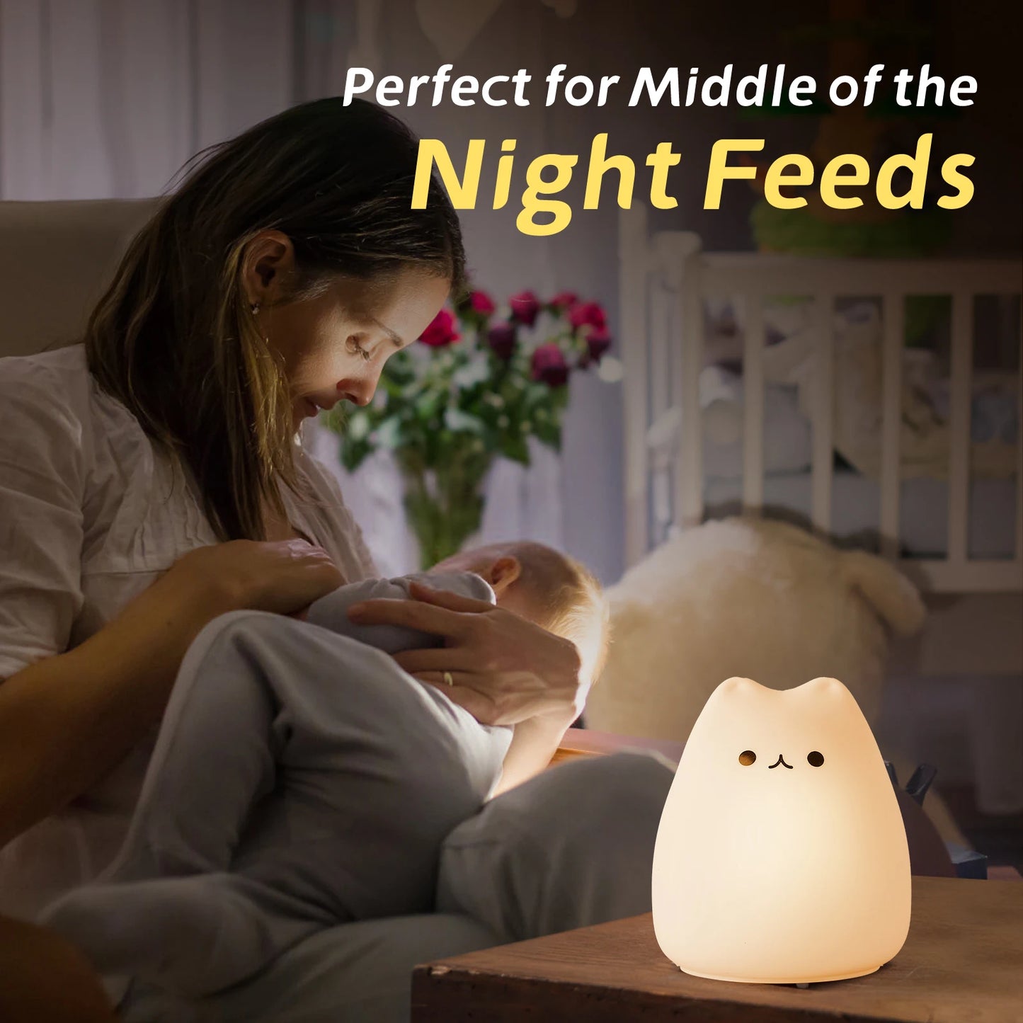 Mini Kawaii Baby Night - Lamp 7 Color-changing - Eye Protection - Bedroom Bedside Nightlight