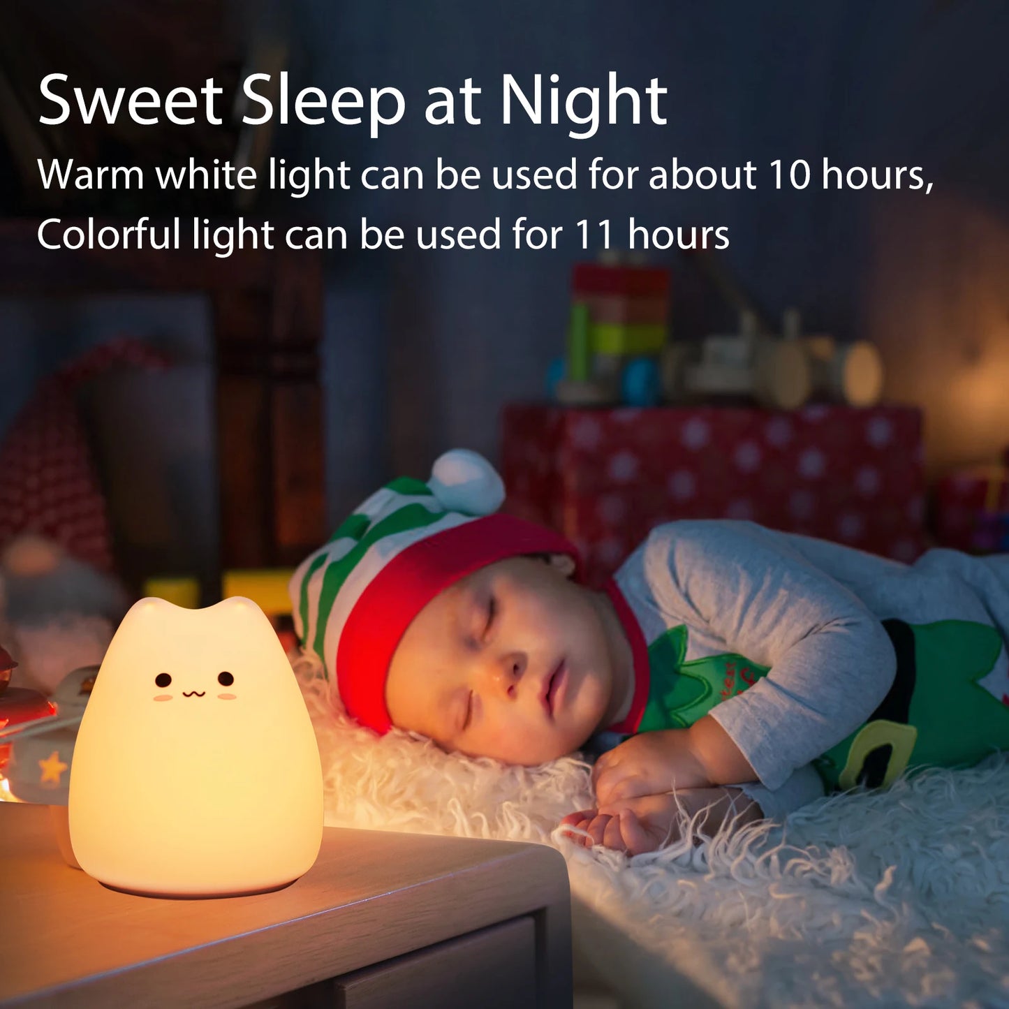 Mini Kawaii Baby Night - Lamp 7 Color-changing - Eye Protection - Bedroom Bedside Nightlight