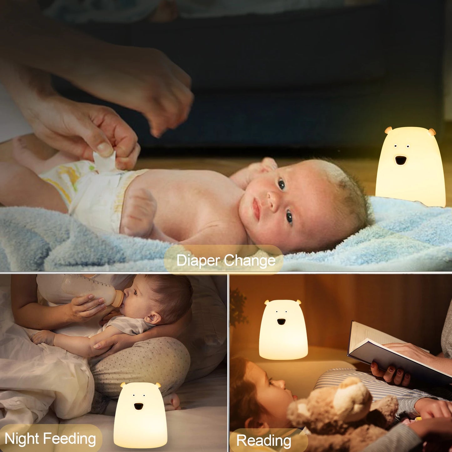 Mini Kawaii Baby Night - Lamp 7 Color-changing - Eye Protection - Bedroom Bedside Nightlight