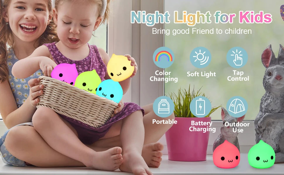 Mini Kawaii Baby Night - Lamp 7 Color-changing - Eye Protection - Bedroom Bedside Nightlight